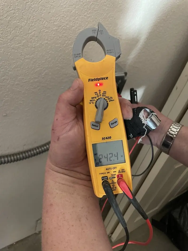 Voltage testing with clamp meter during Generator Installation in Stayton